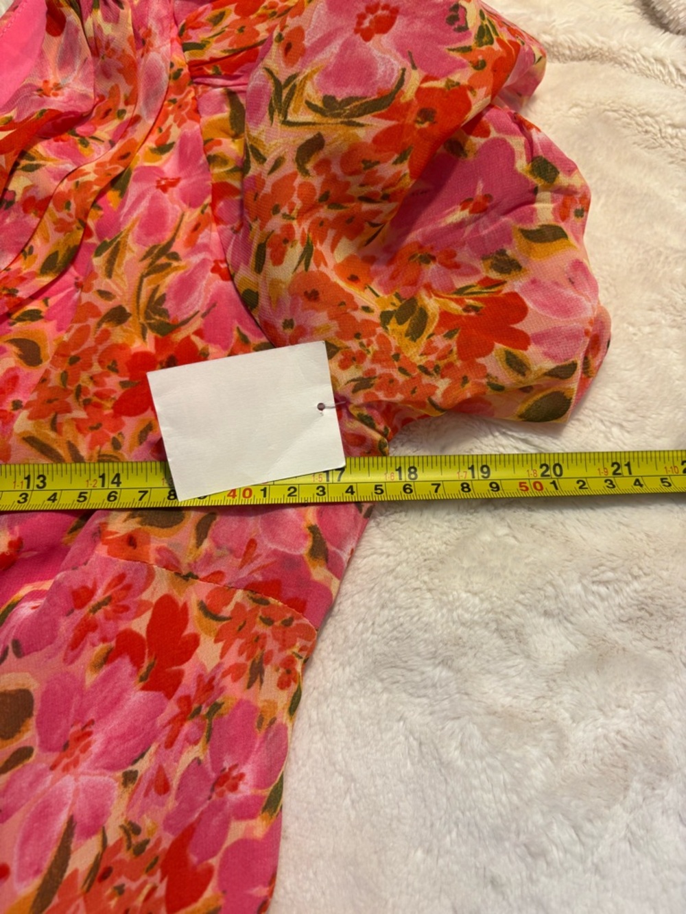NEW ASTR Dress Large Santorini 1-Shoulder Floral Midi Chiffon Pink Orange Flowy - Picture 14 of 16